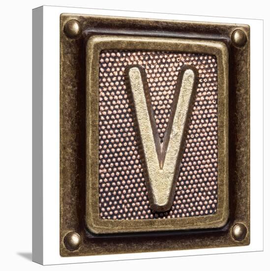 Metal Button Alphabet Letter V-donatas1205-Stretched Canvas