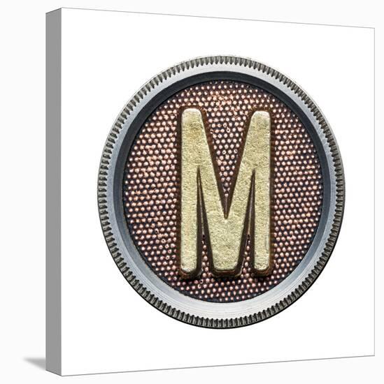 Metal Button Alphabet Letter-donatas1205-Stretched Canvas