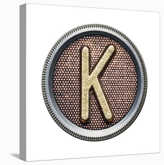 Metal Button Alphabet Letter-donatas1205-Stretched Canvas