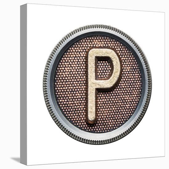 Metal Button Alphabet Letter-donatas1205-Stretched Canvas