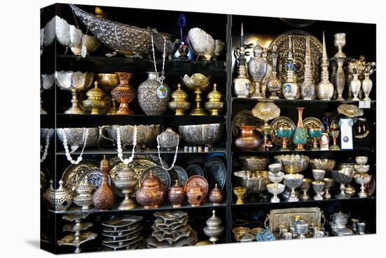 Metalwork for sale, Grand Bazaar, Isfahan, Iran-James Strachan-Premier Image Canvas