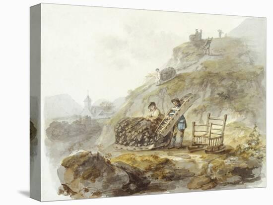 Method of Obtaining Peat from Hills near Mallwyd, C.1792 (W/C, Ink & Pencil on Paper)-Julius Caesar Ibbetson-Premier Image Canvas