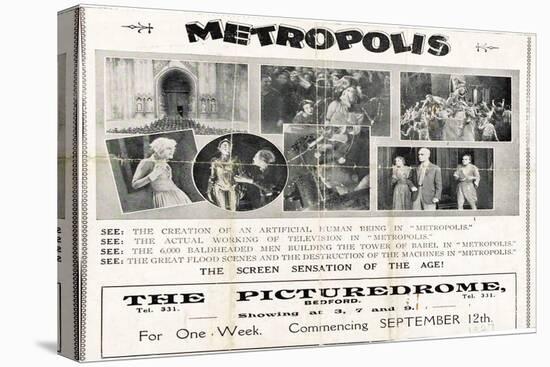 Metropolis, UK Movie Poster, 1926-null-Stretched Canvas