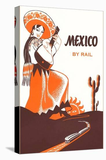Mexcio by Rail, Senorita with Guitar-null-Stretched Canvas