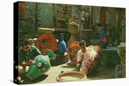 Mexican Artisans Painting Vases-null-Stretched Canvas