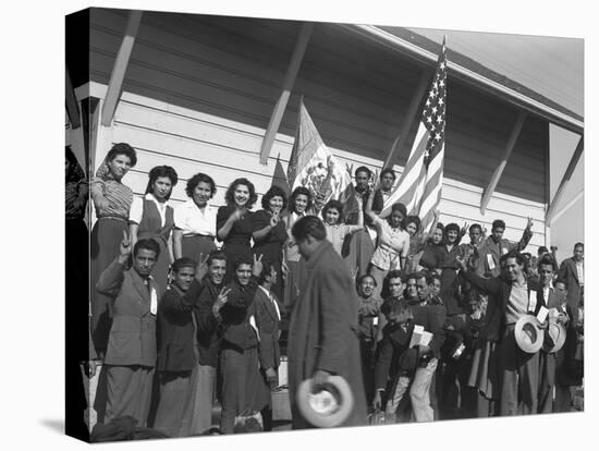 Mexican Farm Workers Arriving in Stockton, California, During WW2, May 1943-null-Stretched Canvas