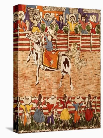 Mexican Rodeo, Folk Art on Wooden Sheet, 20th Century-null-Premier Image Canvas