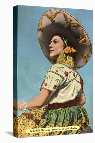 Mexican Senorita with Hat-null-Stretched Canvas