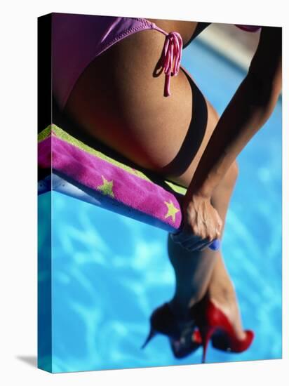 Mexican Woman in Bikini by Swimming Pool-Mitch Diamond-Premier Image Canvas