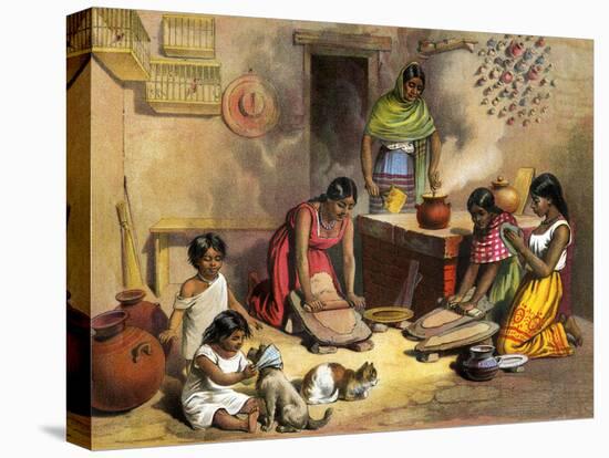 Mexican Women Making Tortillas, 1800s-null-Premier Image Canvas