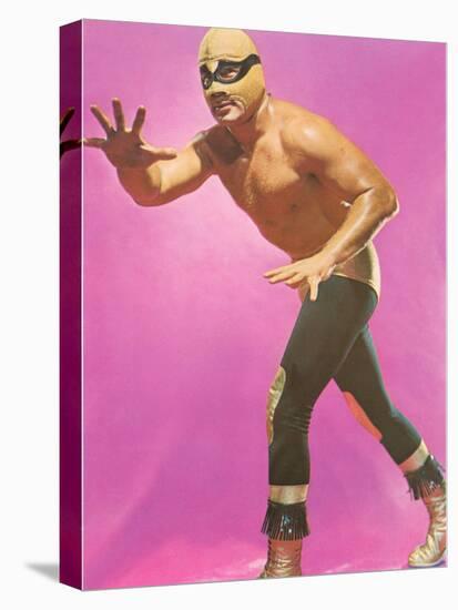 Mexican Wrestler Ready for Take-Down-null-Stretched Canvas