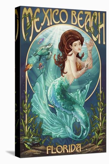 Mexico Beach, Florida - Mermaid-Lantern Press-Stretched Canvas