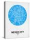 Mexico City Street Map Blue-NaxArt-Stretched Canvas