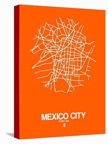 Mexico City Street Map Orange-NaxArt-Stretched Canvas