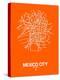 Mexico City Street Map Orange-NaxArt-Stretched Canvas