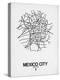 Mexico City Street Map White-NaxArt-Stretched Canvas