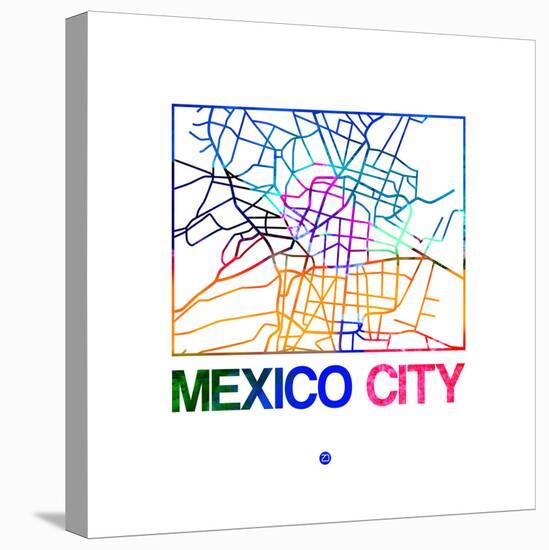 Mexico City Watercolor Street Map-NaxArt-Stretched Canvas