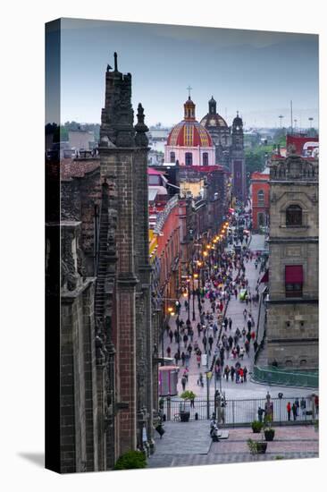 Mexico, Mexico City, Emiliano Zapata Street, Pedestrian Way, Dusk, Centro Historico, Red Dome of Ig-John Coletti-Premier Image Canvas