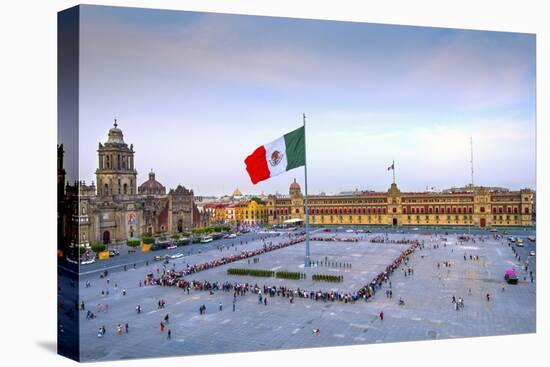 Mexico, Mexico City, Zocalo, Main Square, Lowering Of The Mexican Flag, National Palace, Palacio Na-John Coletti-Premier Image Canvas