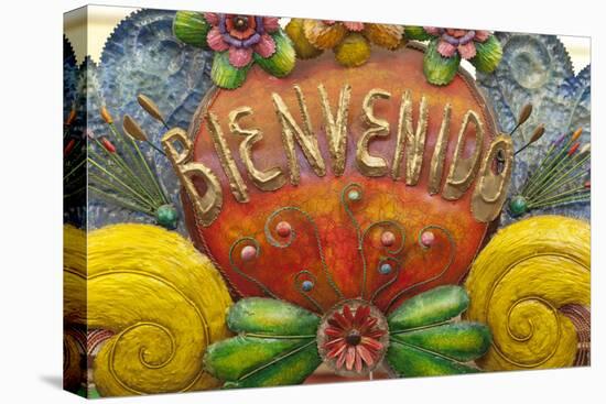 Mexico, San Miguel De Allende. a Colorful Metal Sign Saying 'Welcome' Is Sold in a Market-Brenda Tharp-Premier Image Canvas