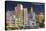 Miami Beach, Florida - City Scene at Night-Lantern Press-Stretched Canvas