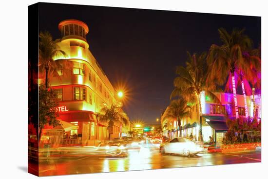 Miami Beach Florida Colorful Night Summer Scene-Fotomak-Premier Image Canvas