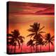 Miami Beach South Beach Sunset Palm Trees in Ocean Drive Florida-holbox-Stretched Canvas