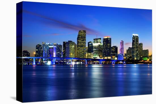 Miami City by Night-vent du sud-Premier Image Canvas