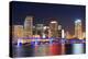 Miami City Skyline Closeup at Dusk with Urban Skyscrapers and Bridge over Sea with Reflection-Songquan Deng-Premier Image Canvas