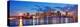 Miami City Skyline Panorama at Dusk with Urban Skyscrapers and Bridge over Sea with Reflection-Songquan Deng-Premier Image Canvas