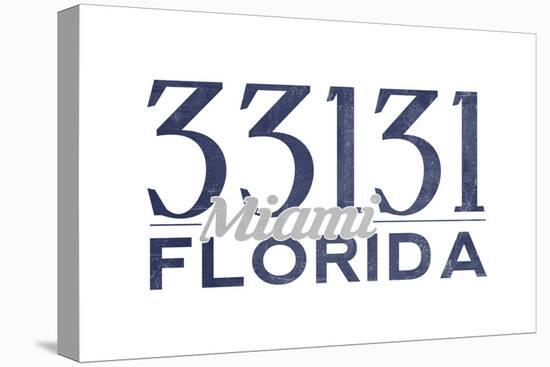 Miami, Florida - 33131 Zip Code (Blue)-Lantern Press-Stretched Canvas