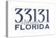 Miami, Florida - 33131 Zip Code (Blue)-Lantern Press-Stretched Canvas