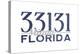 Miami, Florida - 33131 Zip Code (Blue)-Lantern Press-Stretched Canvas