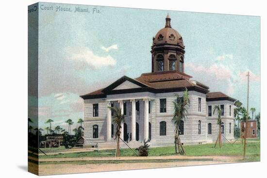 Miami, Florida - Court House Exterior View-Lantern Press-Stretched Canvas