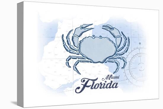 Miami, Florida - Crab - Blue - Coastal Icon-Lantern Press-Stretched Canvas