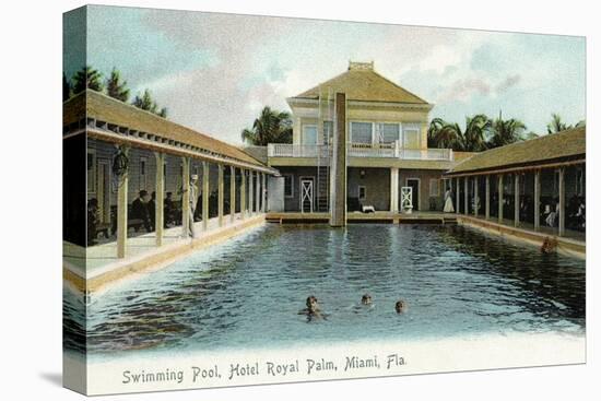 Miami, Florida - Hotel Royal Palm Swimming Pool Scene-Lantern Press-Stretched Canvas