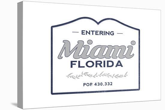 Miami, Florida - Now Entering (Blue)-Lantern Press-Stretched Canvas