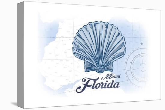 Miami, Florida - Scallop Shell - Blue - Coastal Icon-Lantern Press-Stretched Canvas