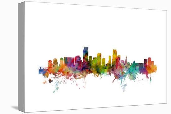 Miami Florida Skyline-Michael Tompsett-Stretched Canvas