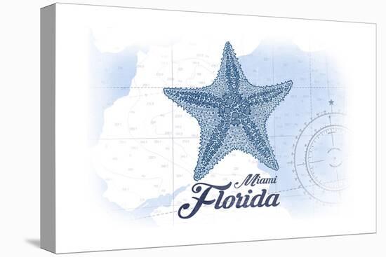 Miami, Florida - Starfish - Blue - Coastal Icon-Lantern Press-Stretched Canvas