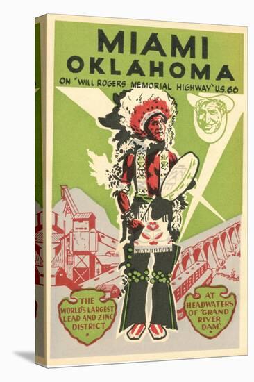 Miami, Oklahoma Travel Poster, Plains Indian, Route 66-null-Stretched Canvas