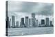 Miami Skyline Panorama in Black and White in the Day with Urban Skyscrapers and Cloudy Sky over Sea-Songquan Deng-Premier Image Canvas