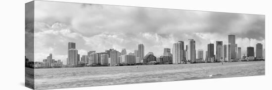 Miami Skyline Panorama in Black and White in the Day with Urban Skyscrapers and Cloudy Sky over Sea-Songquan Deng-Premier Image Canvas