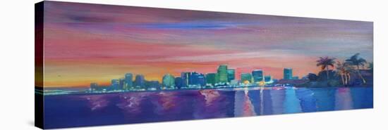 Miami Skyline Silhouette at Sunset, Florida, USA-Markus Bleichner-Stretched Canvas