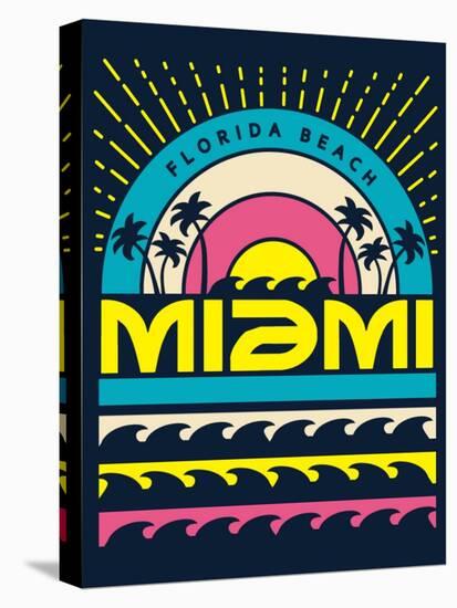 Miami Surf Typography, T-Shirt Graphics, Vectors-braingraph-Stretched Canvas