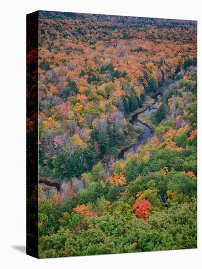 Michigan, Porcupine Mountains. the Big Carp River in Autumn-Julie Eggers-Premier Image Canvas