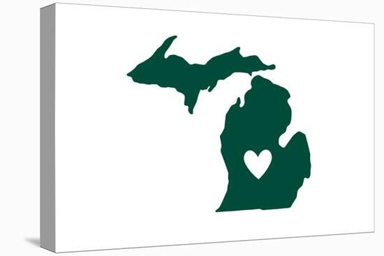 Michigan - State Outline and Heart-Lantern Press-Stretched Canvas