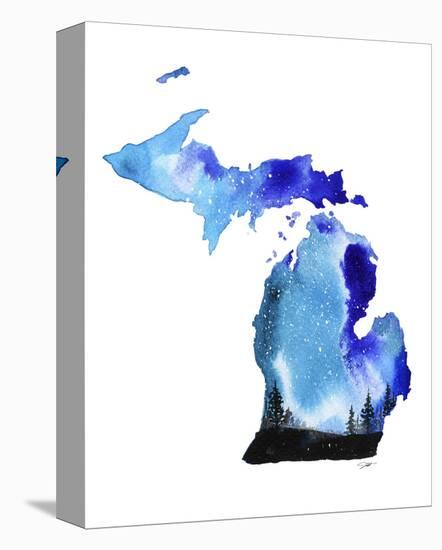 Michigan State Watercolor-Jessica Durrant-Stretched Canvas