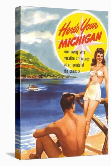 Michigan Travel Poster-null-Stretched Canvas