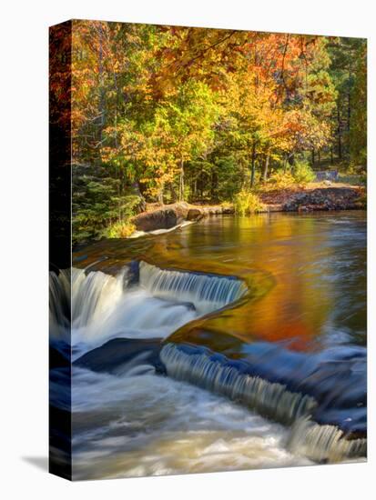 Michigan. Trees Reflect in Cascade Above Bond Falls, Ontonagon River-Julie Eggers-Premier Image Canvas